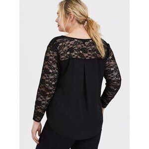 Torrid Black Georgette Lace Sleeve V-neck Blouse Plus Size 5X